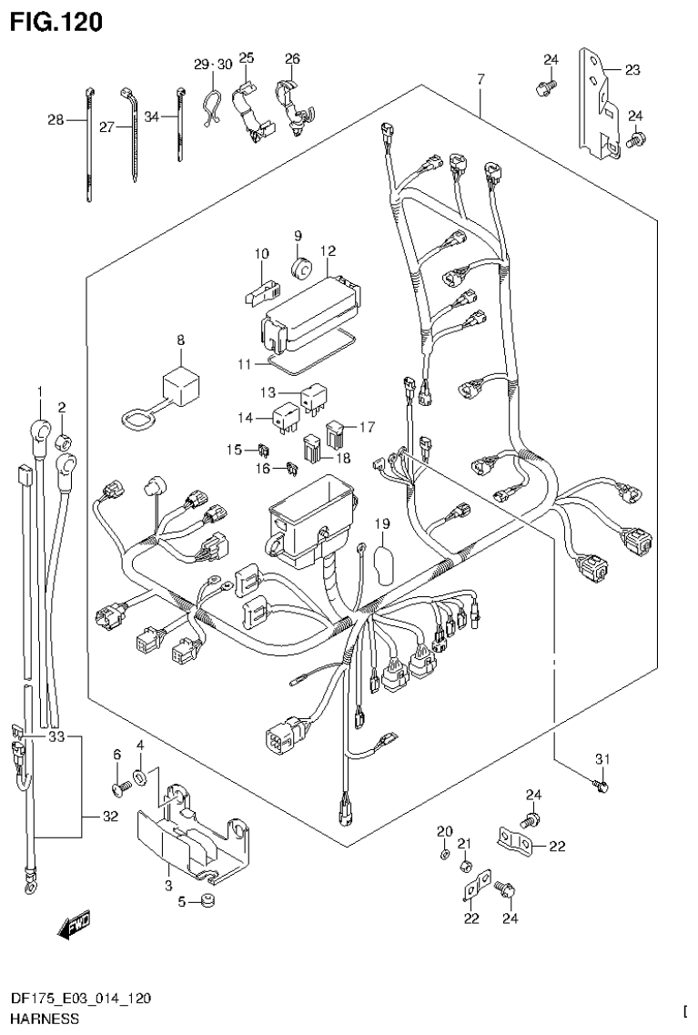 Suzuki DF175ZG HARNESS (DF150T E03) parts diagram